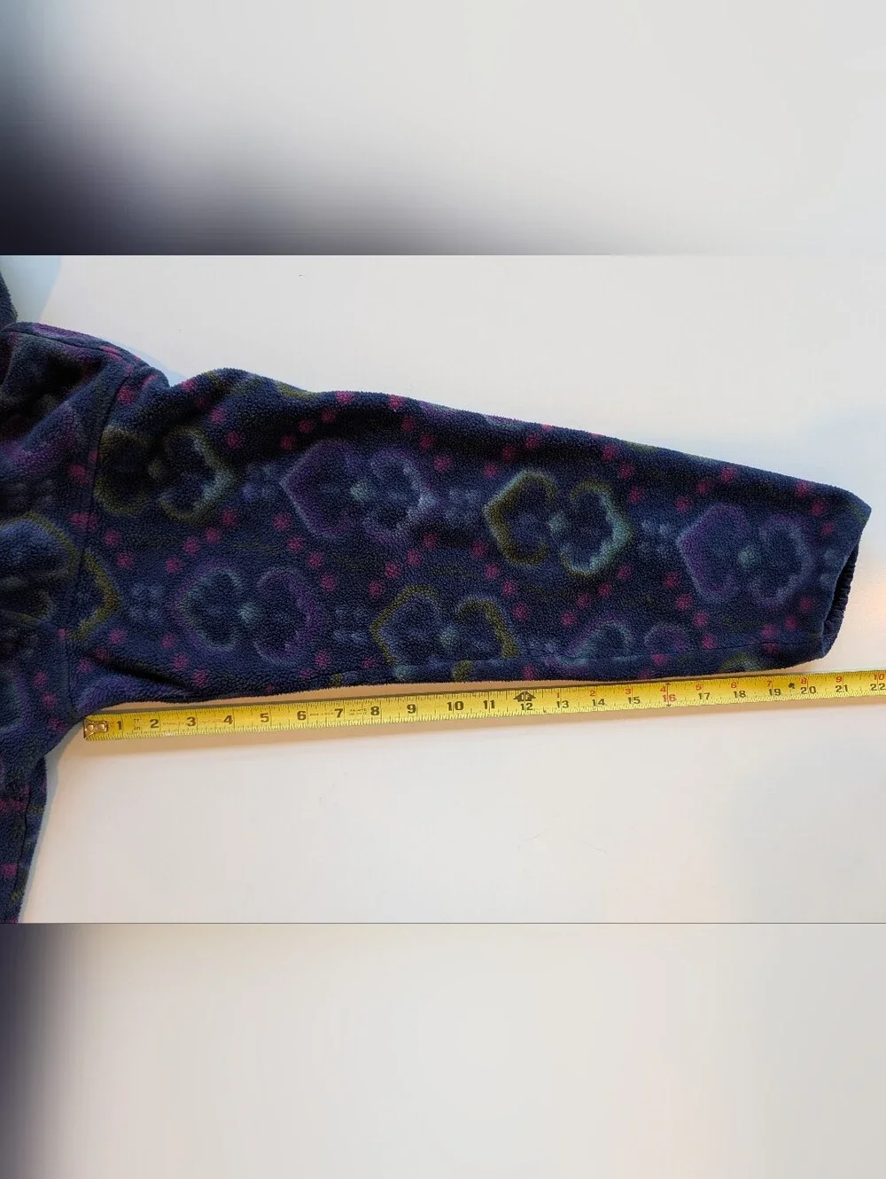VINTAGE Patagonia 1990s Made In USA Fleece Snap Batik Purple Navy  XS